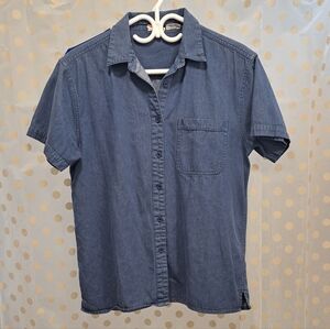 Cotton Blue Button-Down Shirt👕